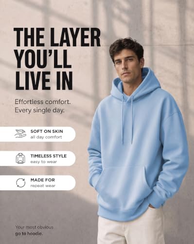 Image of NOBERO Oversized Solid Hooded Sweatshirt for Men | Oversized Hoodie for Men | Hooded Pullover | Cotton Rich Printed Hoodie 280 GSM Fleece
