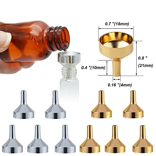 Mini Essential Oil Funnel Small Metal Funnels For Filling Bottles Atomizers Perfume Diy Liquid Containers Homemade Make-Up Fillers(10 Pcs,Silver) #TOP1