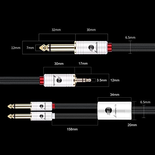 BOAACOUSTIC JIB Audiophile HI-FI 3.5mm to 6.35mm Audio Cable 1/8'' Stereo TRS to Dual 1/4”Mono TRS Jack Y Splitter Adapter Instrument Cable for Mixer Guitar - Image 3