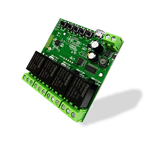 4 Channel WiFi Momentary Inching Relay Self-Locking Switch Module DC 7-32V DIY Switch Module eWelink APP Remote Control Switch Relay Module Compatible with Alexa Echo Goolge Home