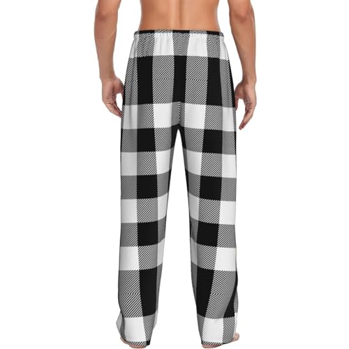 White And Black Plaid Pattern Mens Pajama Pants Comfy Lounge Pjs Pants Casual Pajama Bottoms3