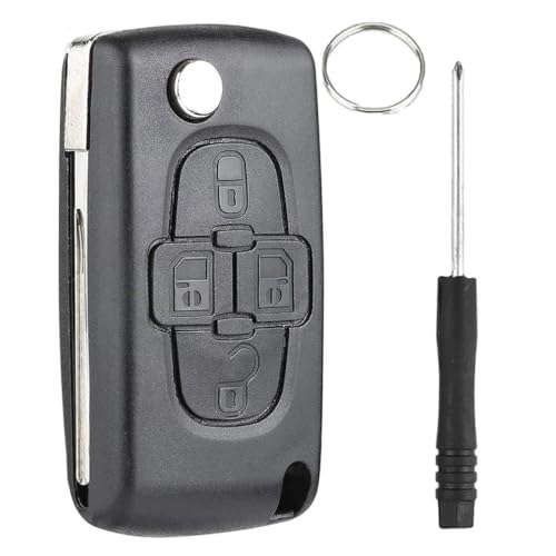 Coque Clé Télécommande de Voiture pour Peugeot 807 1007 Citroe-n C8 Fiat Ulysse Boitier Clef,Télécommande Plip 4 Boutons CE0523 Lame VA2 ,Coque Clé Kit