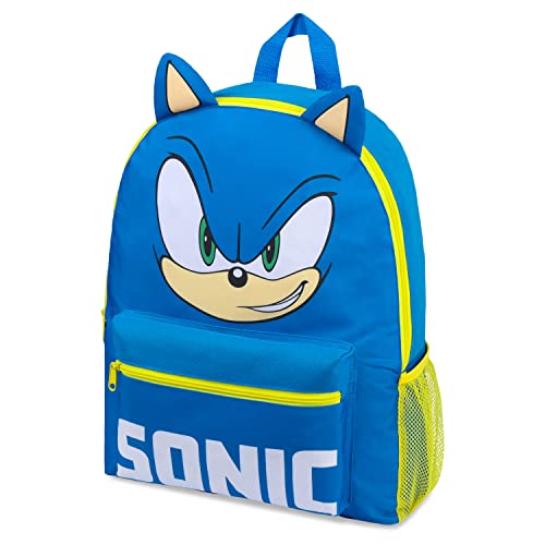 SONIC THE HEDGEHOG Rucksack Kinder, Schulrucksack Jungen Mädchen Backpack Unisex Kinderrucksack Schulrucksack Schultasche Offiziell Fanartikel (Blau/Gelb)