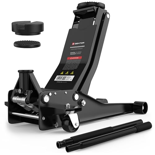 Cric hydraulique 3T - Plat 75-505 mm avec 2 patins en caoutchouc - Cric professionnel pour voiture...