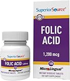 Superior Source Folic Acid 1200 mcg - Supports Heart & Immune System Function -Aids Nervous System Health - 100 Sublingual Dissolving Tablets
