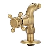 Vintage Brass Wall Mounted Single Handle Faucet, G1/2 Connection Water Tap for Washing Machine, Bathroom, Garden, Laundry Room