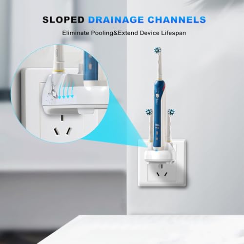 Image of Wall Outlet Charger for Oral-B Electric Toothbrush ↑↓ | Steam-Resistant PC Base for Pro 1000 /3000 /5000, Genius 6000, iO3 /iO4 /iO5 & Braun 3 /5 /8 | IPX7 Bathroom-Safe, Hygienic White