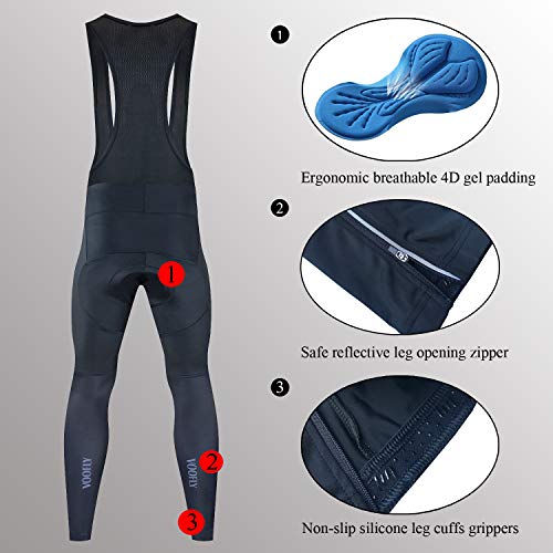 voofly Mens Bicycle Bib Tights Gel Padded Windproof Bike Bibs Cycling Pants XXL Black - Thumbnail 5