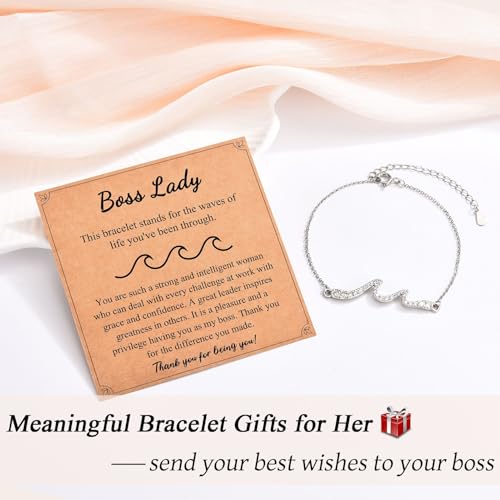 Image of Wave Bracelet Gifts for Mom Grammy Nana Boss Lady Best Friends Sister Daughter Granddauhgter Niece, Christmas Birthday Easter Valentines Day Graduation Gifts for Women Her Girls
