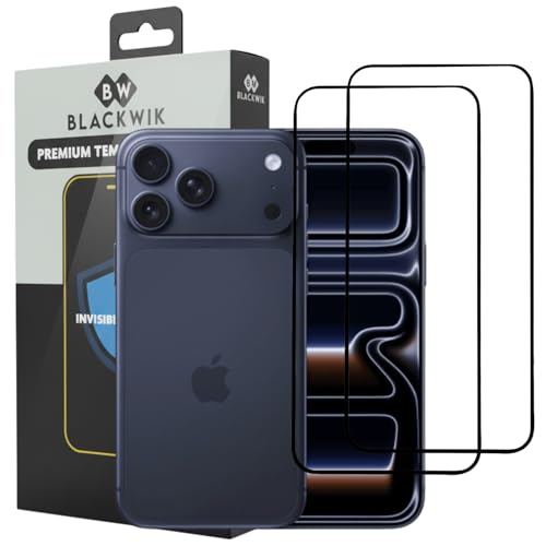 Image of Blackwik Tempered Glass Screen Protector for iPhone 17 Pro Max with Edge-To-Edge Protector Coverage | Easy Installation Kit (Black) (Pack Of 2)