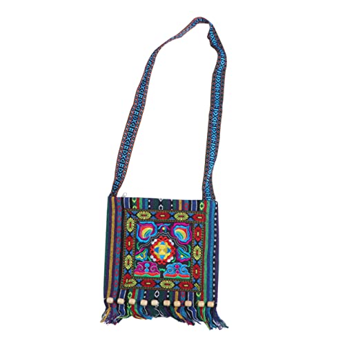 CALLARON bandolera tradicional bolsas pequeña bolsa para cadáveres bolso hippie de punto bolso bolsa crossbody con borlas bolsa cultural bolsa flores bordadas De madera