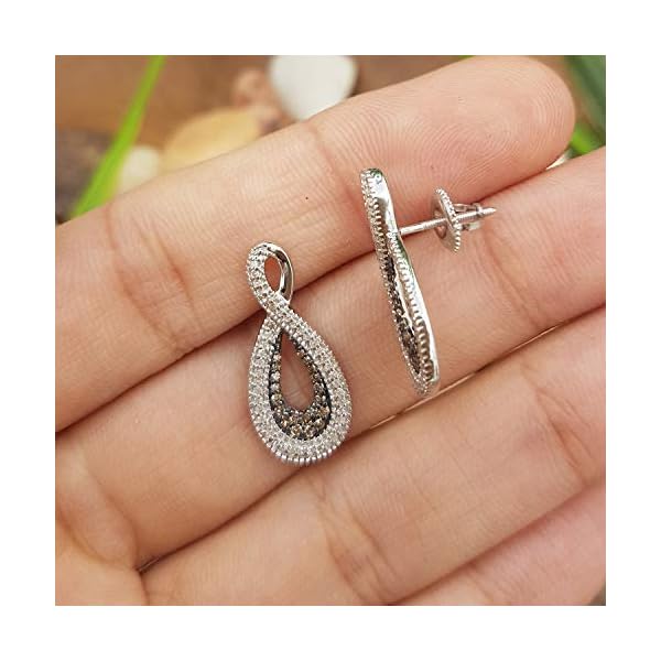 Dazzlingrock Collection 0.45 Carat (ctw) Champagne & White Diamond Ladies Infinity Loop Drop Earrings 1/2 CT, Sterling Silver - Image 4