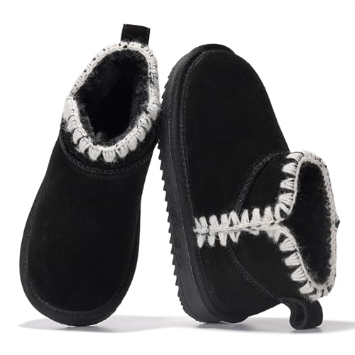 Image of Project Cloud Girls 100% Genuine Leather Non Slip Fur Lined Ankle Boots