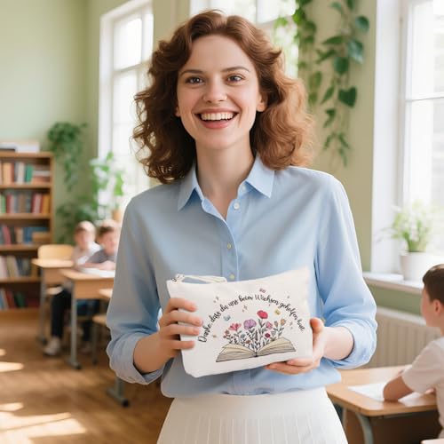 MEJOSER Erzieherin Geschenk Abschiedsgeschenk Erzieher Tasche Kosmetiktasche Lehrerin Lehrer Kulturtasche Federmäppchen Geschenke zum Abschied Dankeschön für Tagesmutter Kindergarten Kita (Blumen)