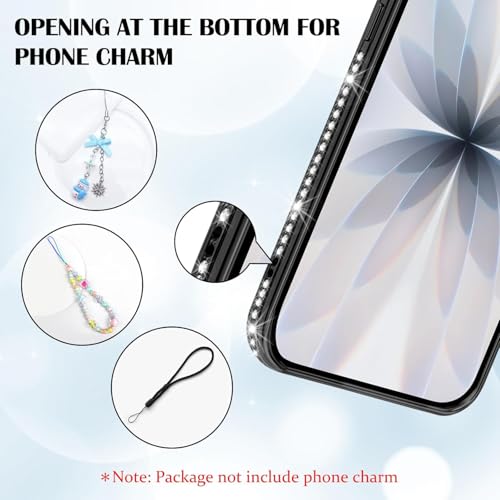 Image of DIZORO Compatible with (iPhone 17 Case) Clear Luxury Diamond Glitter Case |Camera Lens Protector with Glitter Ring | Premium Shockproof Glossy Shiny Back Cover Case for Girls Women -Black