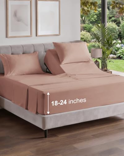 Image of Flex Top Split Head King Sheet Set - 4 Piece Extra Deep Sheets - Mauve