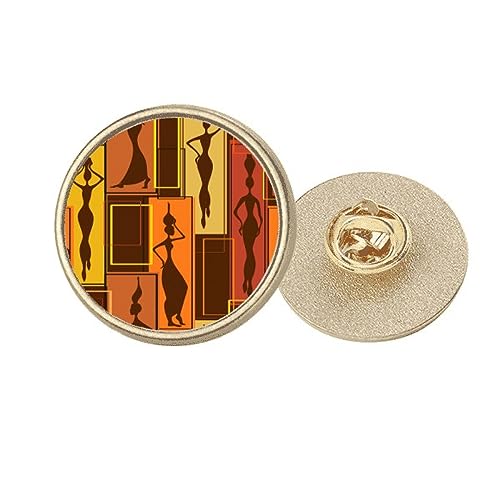 Broche ronde en métal doré LadyArt femme africaine taille M accessoire