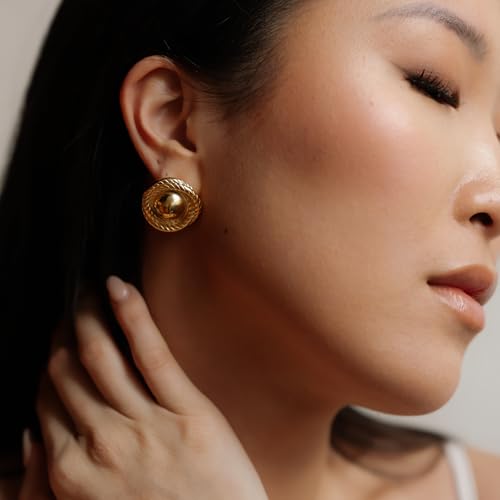 Gold Ball & Rope Statement Earrings – Lightweight Fashion Jewelry for Women3