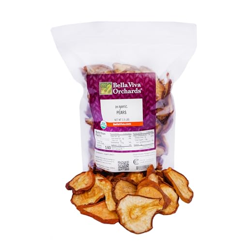 Bella Viva Orchards Organic Dried Pears, Sweet no Sugar Added, 1.5 lbs of Dried Fruit