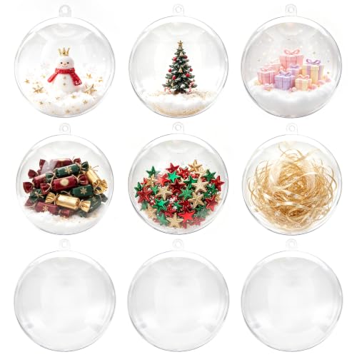 himaly 20 pcs 8cm Bolas de Navidad Transparente de Acrílico Rellenable 80mm Bola Navidad Transparente para Llenado de Decoraciones de Árboles de Navidad Bodas Bautismo