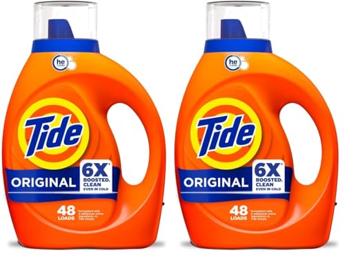 Tide Liquid Laundry Detergent, HE Compatible, Original Scent, 48 loads, 63 fl oz (Pack of 2)