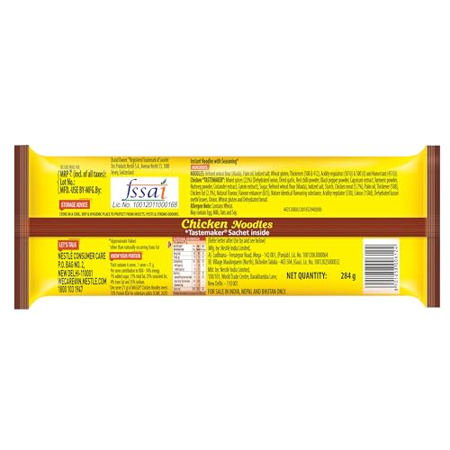 Image of MAGGI 2-Minute Chicken Instant Noodles with Great Taste & Aroma, Protein in Every Serve, Ready to Cook Noodles, 284g /304g (weight may vary) (Pack of 2)