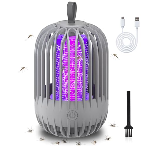 Hywean Bug Zapper Indoor & Outdoor Rechargeable Fly Trap Mosquito Zapper with USB Power Supply, Powerful Electric Mosquito Trap Portable Dual-Function, Gray