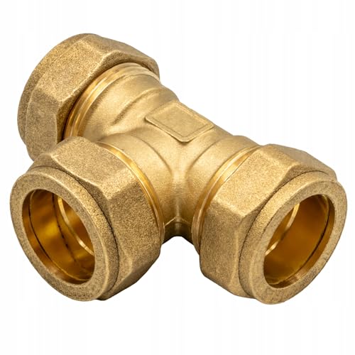 Raccord À Compression Pour Tube Cuivre Té 18 mm - Raccord En Laiton Certifié DVGW - Pour Chauffage, Eau, Installations Solaires Et Air Comprimé