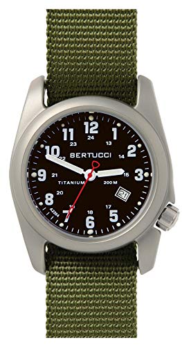 Bertucci Men's 12122 A-2T Original Classics Durable Titanium Field Watch, Black, Sports, Black, Sports