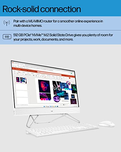 Image of HP All-in-One Bundle PC, 23.8 inch Full HDMicro-Edge Touchscreen Display, 12thGeneration Intel Core i7Processor, Intel Iris Xe Graphics, 16 GBSDRAM, 512 GB SSD,Windows11 HomeOS, Wi-Fi(24-CB1180, 2022)