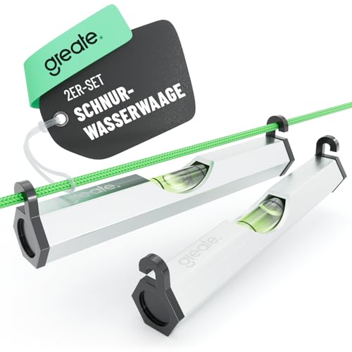 greate 2er Pack Schnurwasserwaage aus Aluminium 75 mm - Schnurwaage