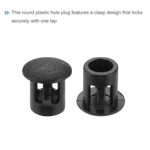 Image of MECCANIXITY 100PCS 6mm(1 /4 inch) Black Plastic Hole Plugs, Flush Type Panel Hole Plugs Insert End Caps for Locking Hole Tubes Furniture Cabinet