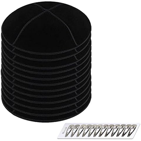 Zion Judaica Genuine Suede Kippot Bulk Packs or Single Pieces Clips Included (Black, 12) Cover