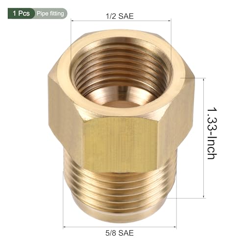 Image of YOKIVE Pipe Fitting, Brass Tube Adapter Connectors, Great for Hydraulic Applications (5 /8 SAE Flare Male & 1 /2 SAE Female)