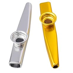 Kazoo Lot de 2 instruments de musique en métal avec 10 membranes pour les amateurs de musique - Les Beatles, Paul McCartney, John Lennon, RIngo Starr, George Harrison Kazoo Lot de 2 instruments de musique en métal avec 10 membranes pour les amateurs de musique – Image 2