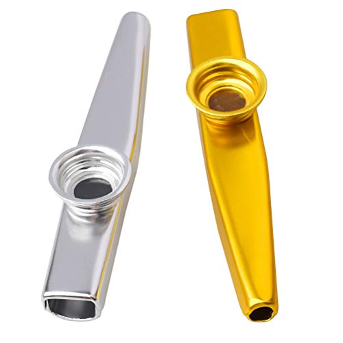 Kazoo Lot de 2 instruments de musique en métal avec 10 membranes pour les amateurs de musique - Les Beatles, Paul McCartney, John Lennon, RIngo Starr, George Harrison Kazoo Lot de 2 instruments de musique en métal avec 10 membranes pour les amateurs de musique – Image 3