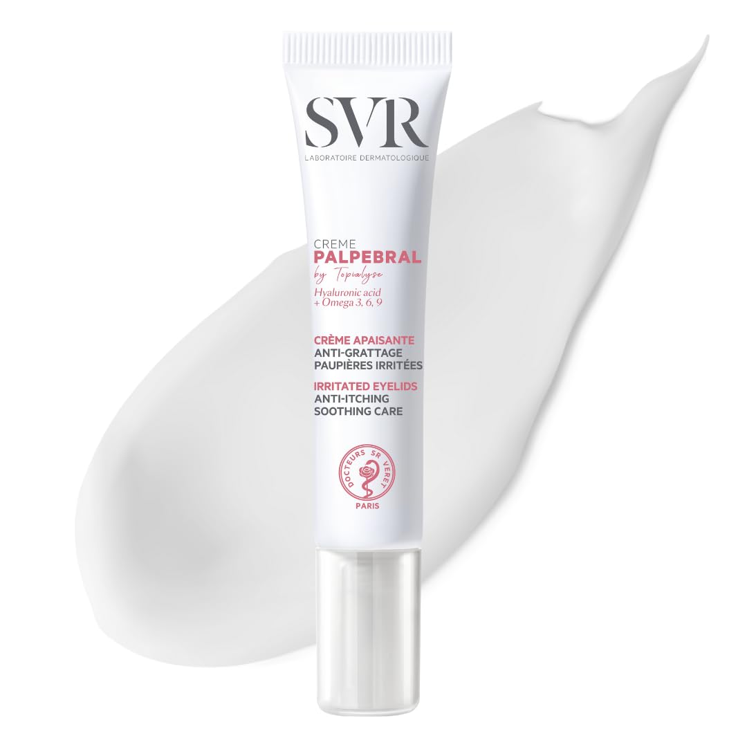 SVR PALPEBRAL Soothing Eczema Eye Cream for Dry, Sensitive, Itchy, Flaky Eyelids Prone to Irritation and Blepharitis, Steroid-free Formula, 15ml