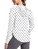 Women's UPF 50+ Sun Shirt with Hoodie Long Sleeve UV Protection Shirts Lightweight Hiking Fishing Shirts for Women(Black Dot,M)