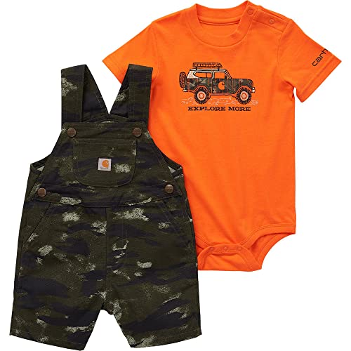 Image of Carhartt Baby Boys' Short-Sleeve Bodyshirt & Canvas Shortall Set