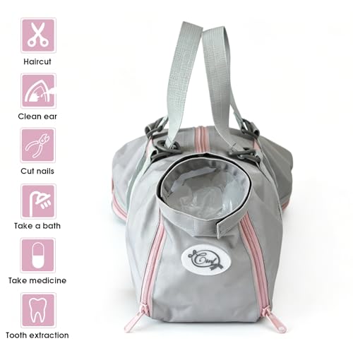 Image of Cinf Cat Nail Clipping Cleaning Grooming Restraint Bag (Free Muzzle) No Scratching Biting for Bathing Nail Trimming Injecting Examining((Blush Ash,M)