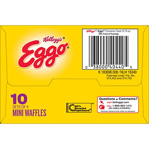 Eggo Frozen Mini Waffles, Frozen Breakfast, Cinnamon Toast, 10.75Oz Box (40 Waffles) #TOP5