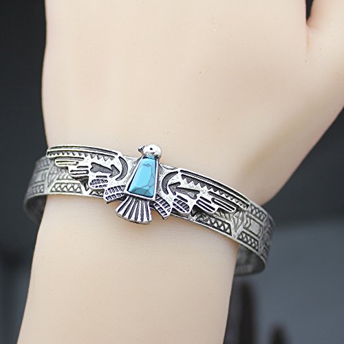 Q&Q Fashion Silver Plated Vintage Tribal Southwest Turkey Eagle Blue Stone Aztec Cowgirl Bracelet Bangle Cuff #TOP1