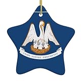 Louisiana State Flag Christmas Ceramic Star Pendants, Suitable for Shopping malls, Homes and Other Christmas Places.
