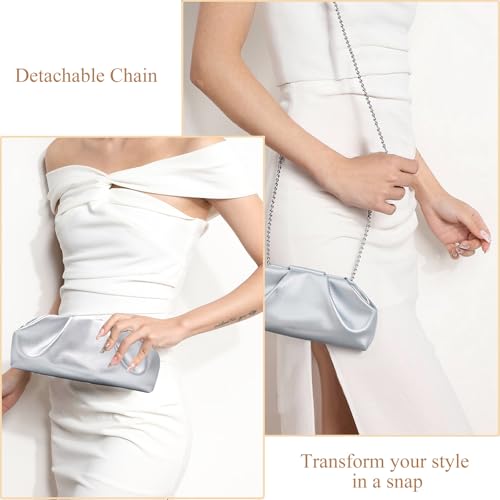 Image of Clutch Purse for Women, Vegan Leather Evening Bag, Soft Pleated PU Small Purses for Formal Wedding, Dressy Party