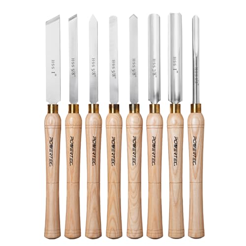POWERTEC 8-Piece HSS Wood Lathe Chisel Set