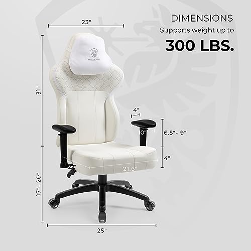 Sedia da gioco ergonomica – Sedia da ufficio Gaming con pelle PU – Cuscino extra large per gambe incrociate (bianco) - Sedia gaming - Immagine 1