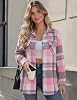 Camisa de franela para mujer Zeagoo, a cuadros, con botones, estilo shacket, manga larga, para otoño 4