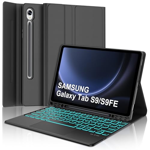 Funda con Teclado Táctil para Samsung Galaxy Tab S10 FE/S9 FE 10.9 Pulgadas, Teclado Retroiluminado...