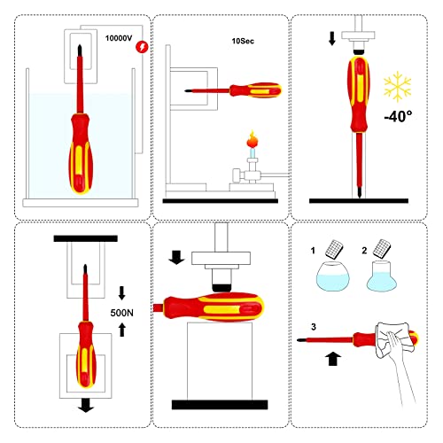 Alworkkit 6-Piece Insulated Screwdrivers Set, 1000V Cr-V Magnetic 2 Phillips&4 Slotted Tips, Including Wall Hanger, Nice Gifts #TOP4