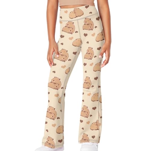 5-14 Years Girls Wide Leg Flared Leggings for Sports Dance Yoga Butt Lift Elastic High Waist3